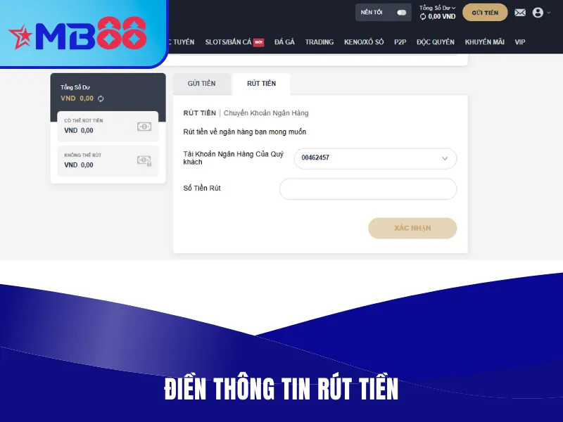 Hướng Dẫn Rút Tiền MB88 Thành Công Trong 1 Lần Duy Nhất 3 Điền thông tin theo hướng dẫn rút tiền